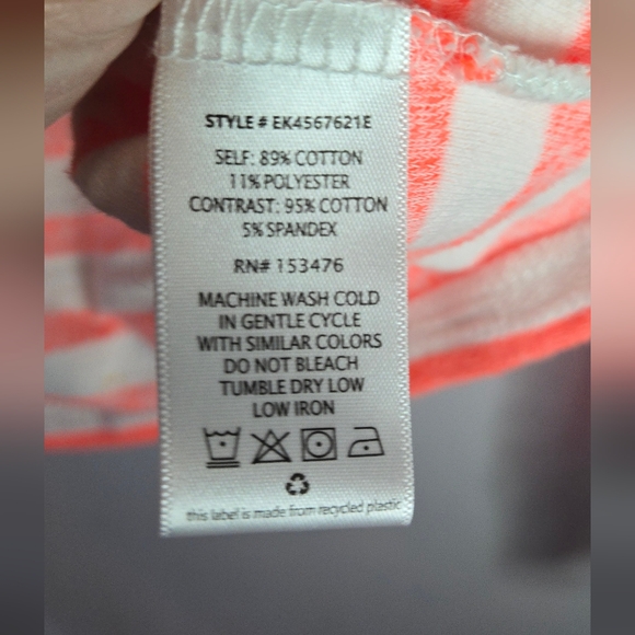 Evereve Striped Twist Knot Neon Coral/White Lightweight Sweater Top Women's M - Picture 3 of 4